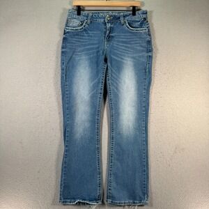 Sexy Couture Bootcut Jeans Womens 32x28 Blue‎ Medium Wash Embellished Gems Denim